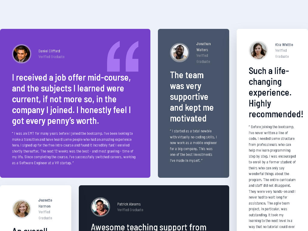 Testimonials Grid Section